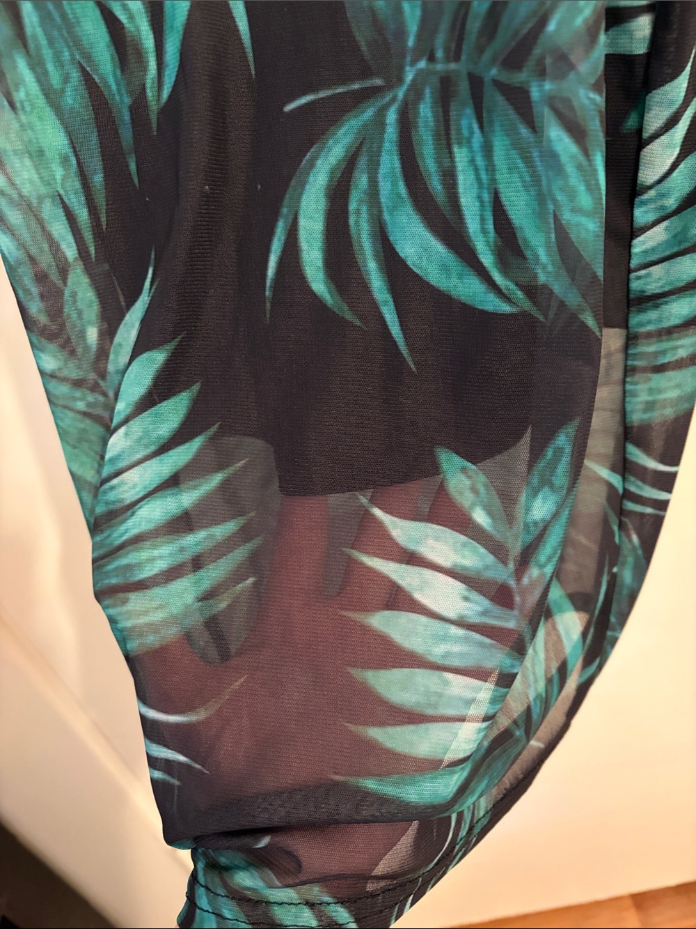 Slip Midi Dress with Green Tropical Leaf Print - Picture 6 of 6